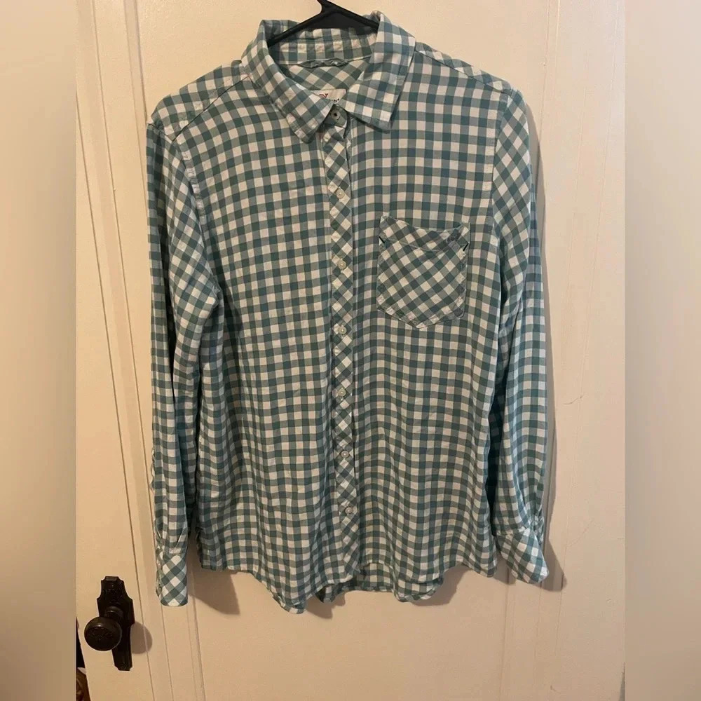 VINEYARD Vines Plaid Button Down Long Sleeve Blue Green White 6